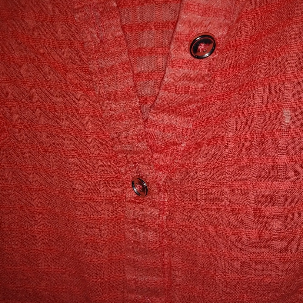 Zac & Rachel Coral Orange Work Shirt Sz 1X Plus - Picture 3 of 4